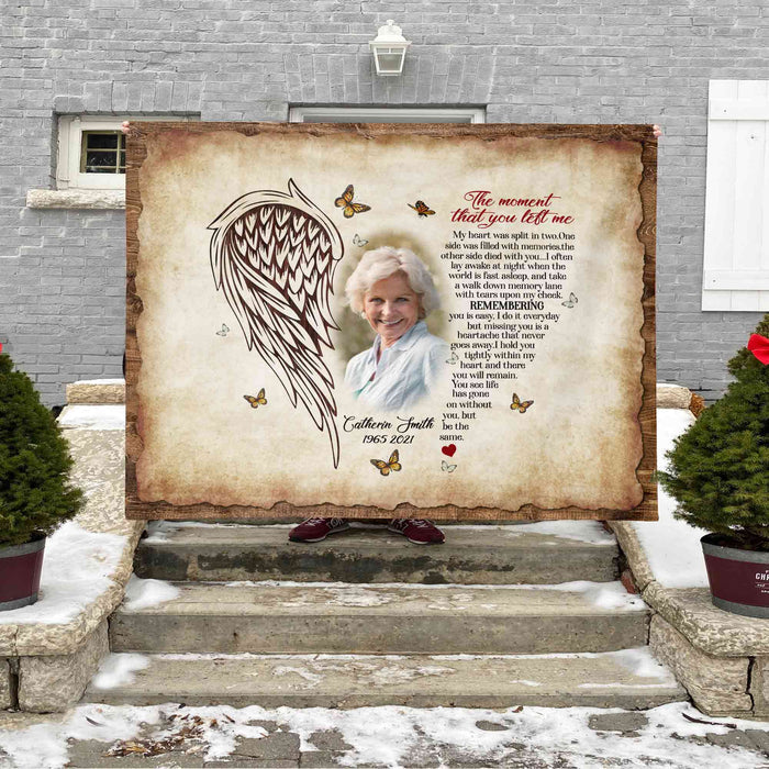 Loss Of Mother Personalized Memorial Blankets, In Loving Memory Photo Blanket, The Moment That You Left Me Sympathy Blankets