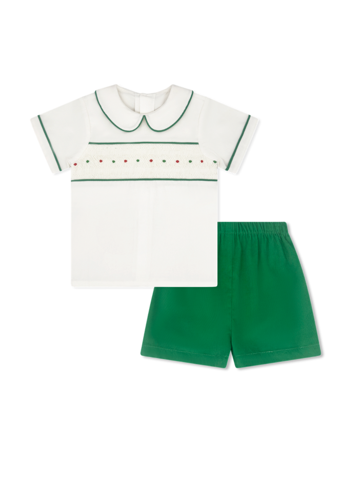 Lullaby Set Christmas Smocked Cord Short Set