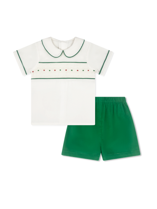 Lullaby Set Christmas Smocked Cord Short Set