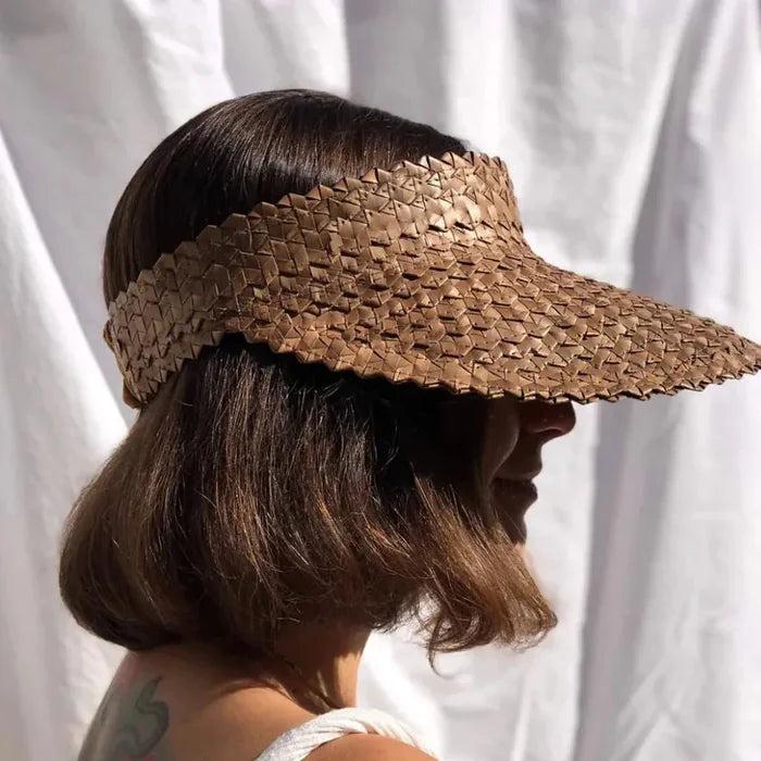 Marise classic straw sun visor hat with wide brim in a neutral shade