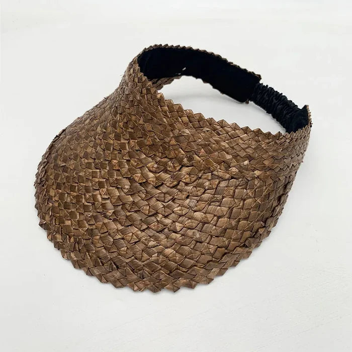 Marise classic straw sun visor hat with wide brim in a neutral shade