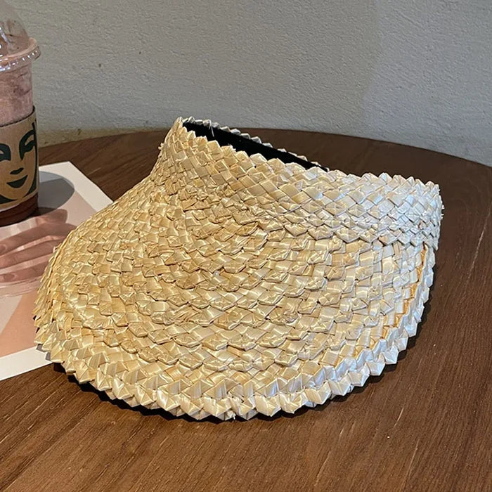 Marise classic straw sun visor hat with wide brim in a neutral shade