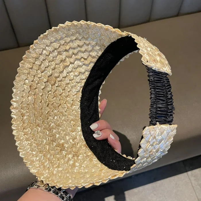 Marise classic straw sun visor hat with wide brim in a neutral shade
