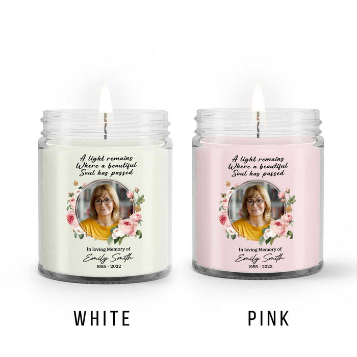 Memory Candle With Photo For Loss Of Mom, Personalized Memorial Candle, Candle For Funeral