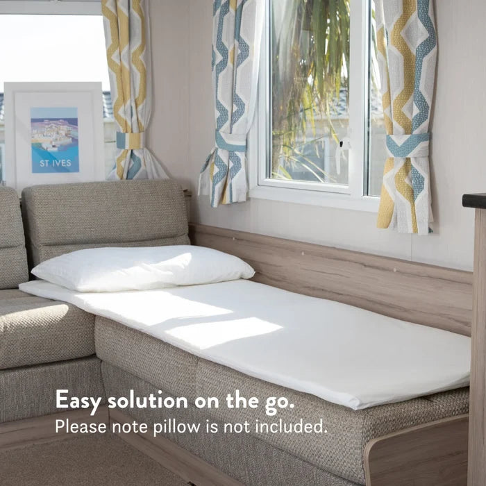 travel memory foam mattress topper in single and double with a travel bag for camping vans, motor homes, van conversions and more.