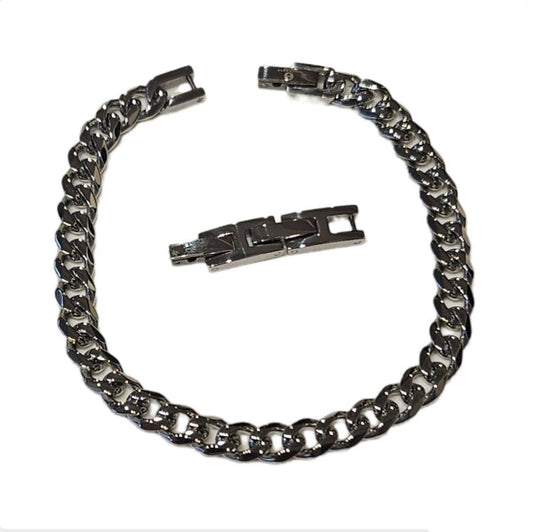 Men’s 7mm Hypoallergenic Cuban Rounded Edge Stainless Steel Bracelet