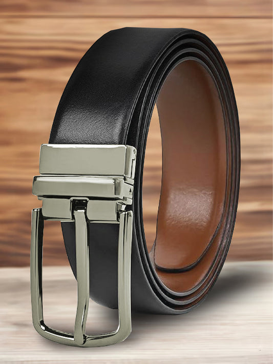 Men's DualTone Reversible genuine Leather Belt - Black & Brown Free