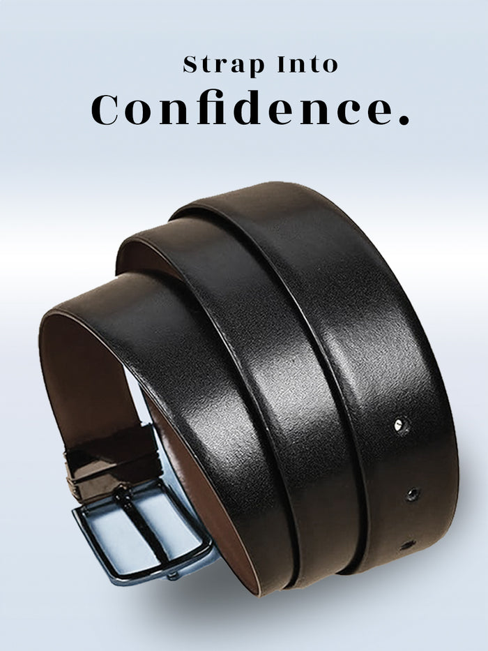 Men's DualTone Reversible genuine Leather Belt - Black & Brown Free