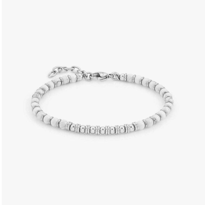 Men’s Natural Stone Beaded Bracelet with Stainless Steel Accents