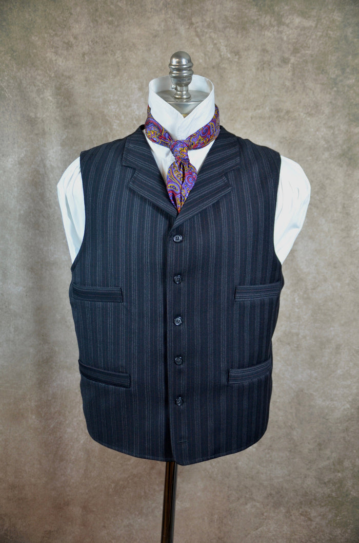 Men's Notch Vest - Black with Charcoal and Copper Stripe #621