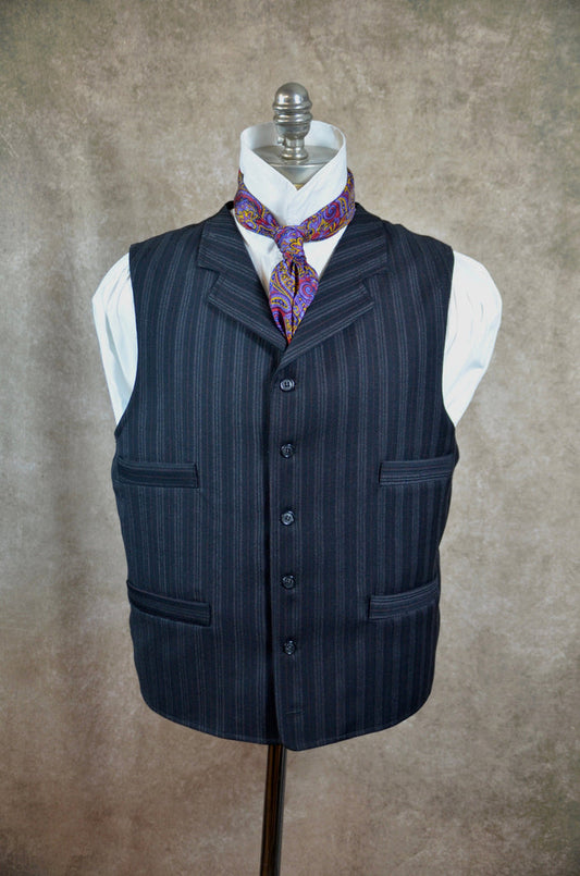 Men's Notch Vest - Black with Charcoal and Copper Stripe #621
