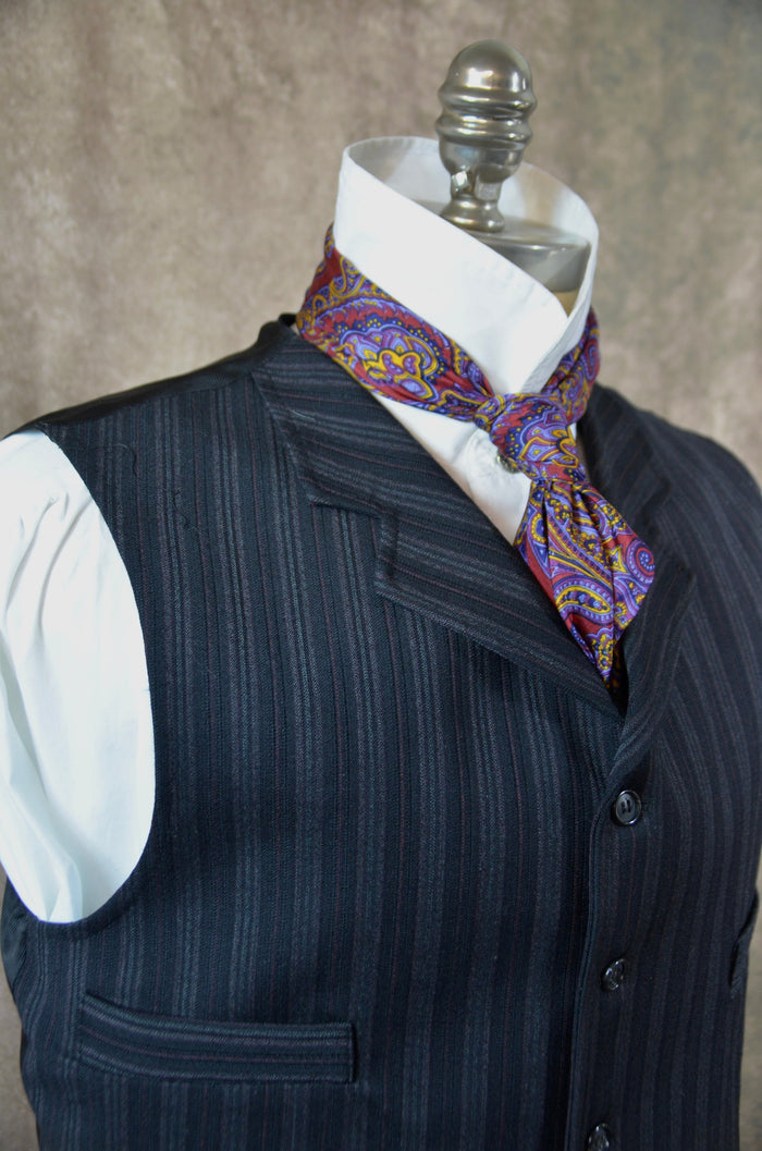 Men's Notch Vest - Black with Charcoal and Copper Stripe #621