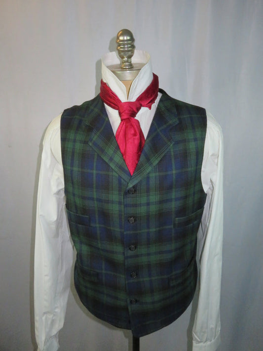 Men's Notch Vest - Blue and Green Tartan 2070