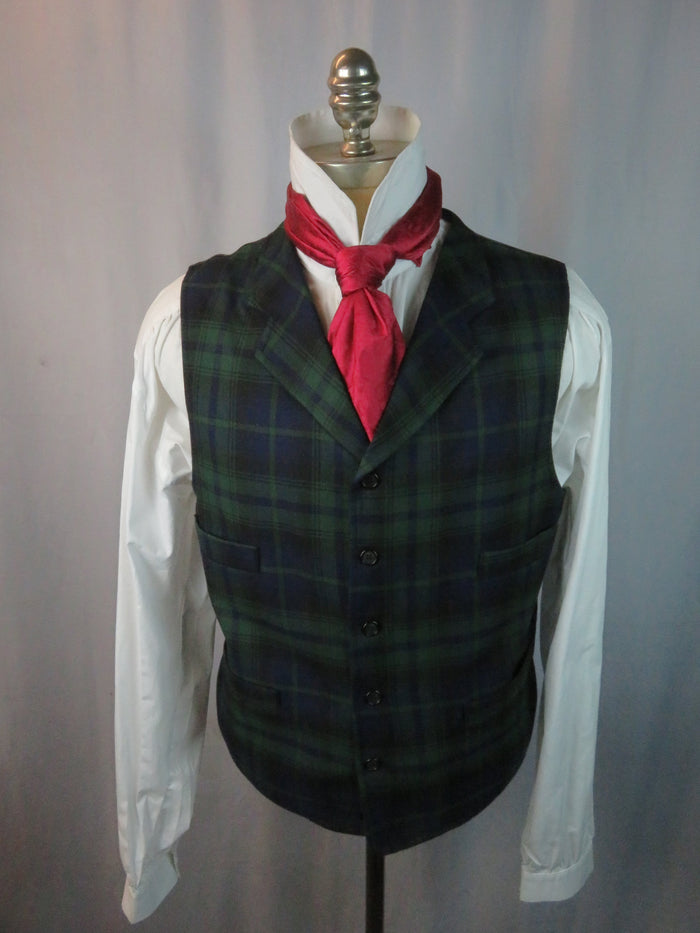 Men's Notch Vest - Blue and Green Tartan 2070
