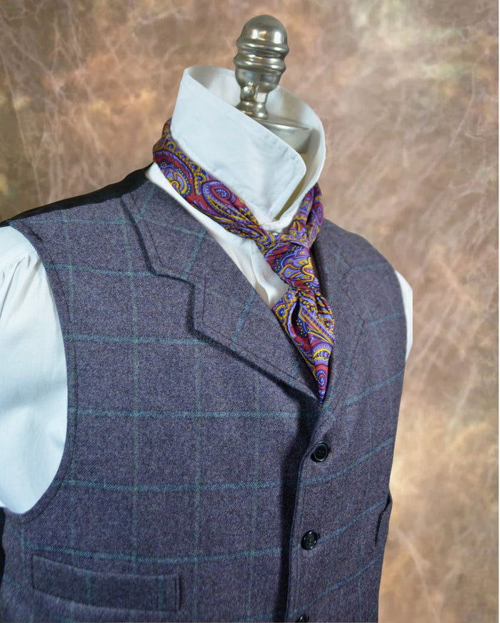 Men's Notch Vest - Purple with Teal Windowpane f126