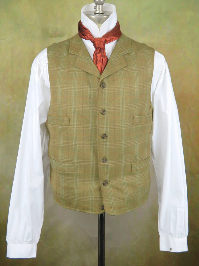 Men's Notch Vest - Rust, Burgundy and Olive Plaid
