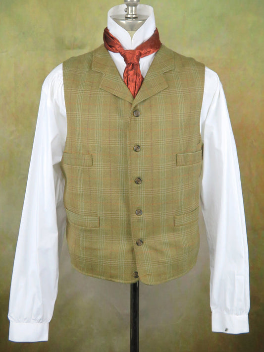 Men's Notch Vest - Rust, Burgundy and Olive Plaid