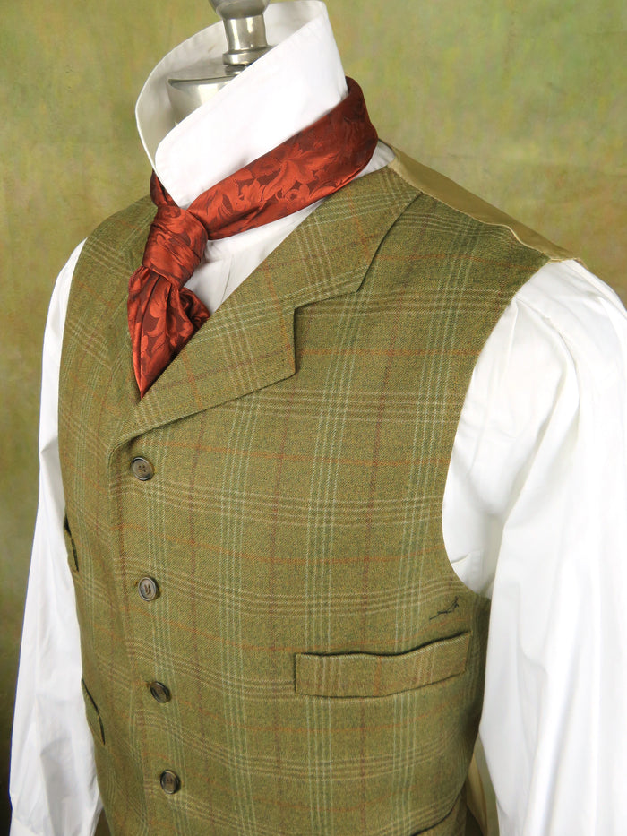 Men's Notch Vest - Rust, Burgundy and Olive Plaid