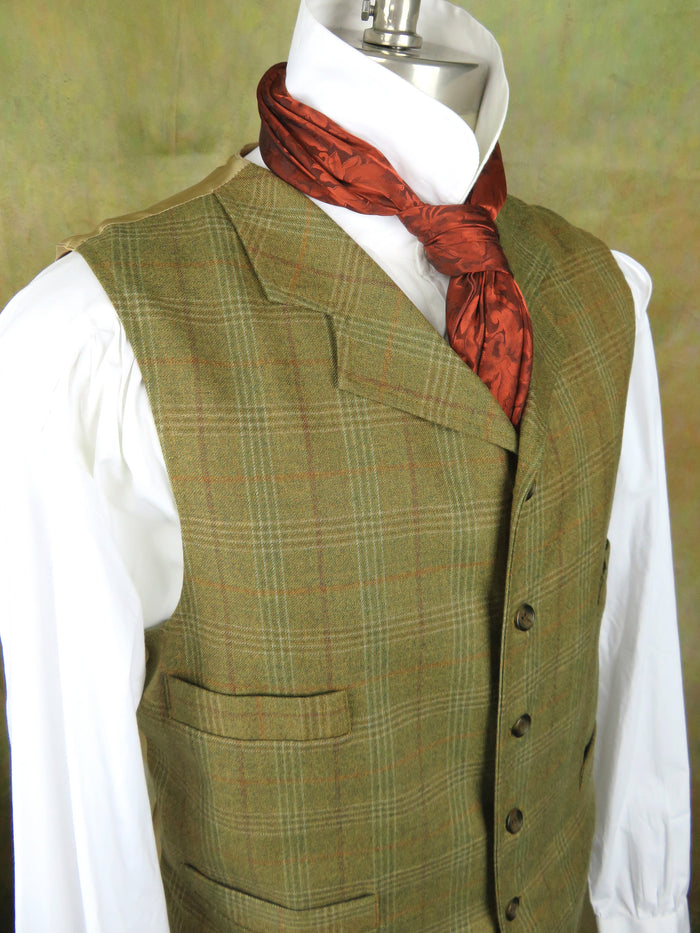 Men's Notch Vest - Rust, Burgundy and Olive Plaid