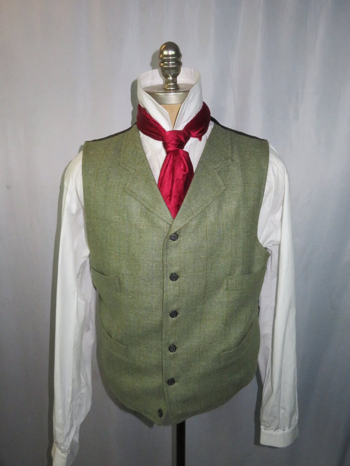 Men's Notch Vest - Seafoam Green with Blue and Copper Windowpane f113