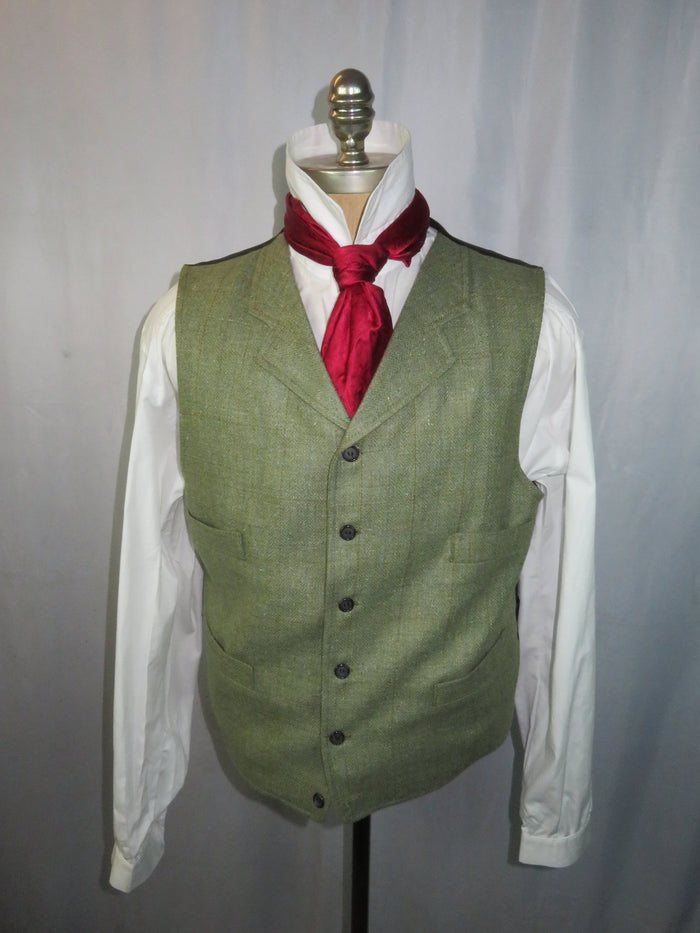 Men's Notch Vest - Seafoam Green with Blue and Copper Windowpane f113
