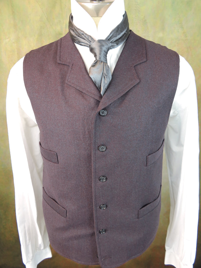 Men's Notch Vest - Wine Tweed f11