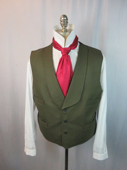 Men's Shawl Vest - Army Green Twill