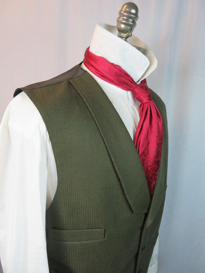 Men's Shawl Vest - Army Green Twill