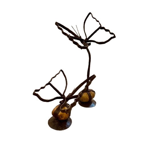 Metal and Stone Butterfly Art, small