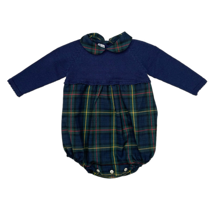 Mi Lucero Navy Plaid Collar Bubble