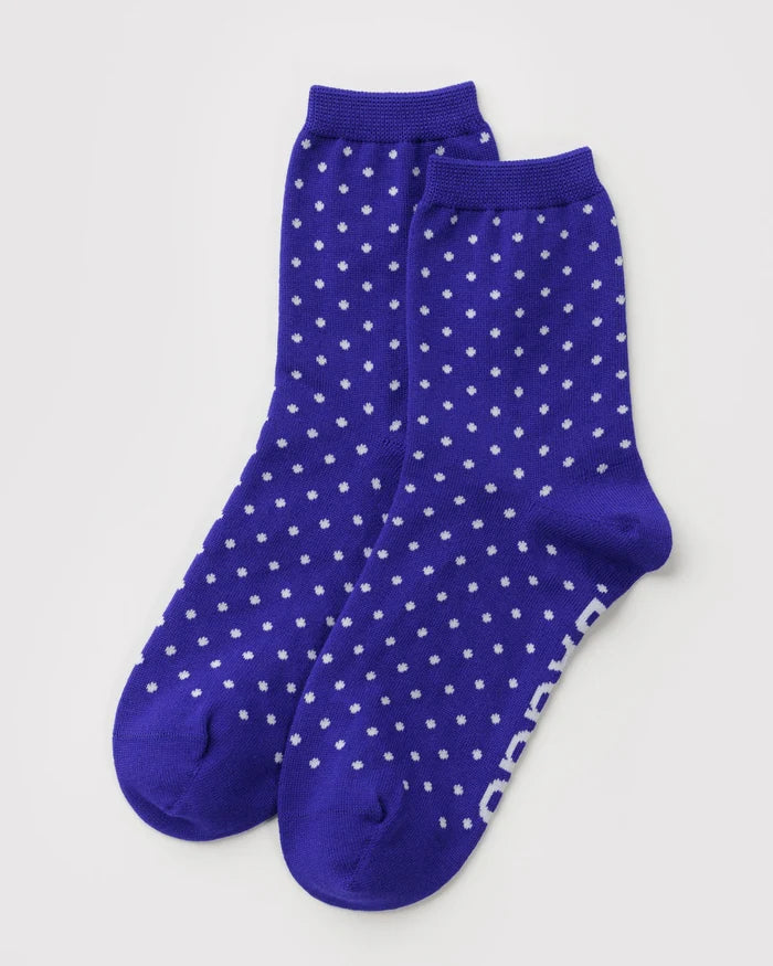 Micro Blue & White Dot Crew Sock