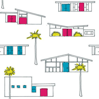 Mid Century Houses Organic Cotton by Birch Fabrics
