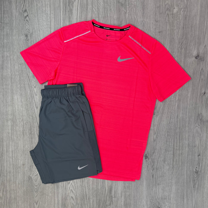 Nike 'Miler' Set - Crimson/Grey