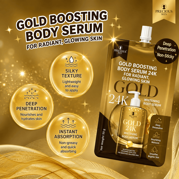(MINI) Precious Skin Gold 24k Whitening Body Serum SACHET سيروم تفتيح الجسم بريشوس سكين جولد عيار 24 قيراطًا (عبوة صغيرة) - Princess Cosmetics Qatar