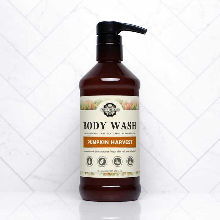 Rustic Strength, Body Wash, 16oz Plastic, Pumpkin Harvest