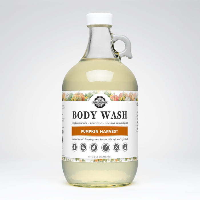 Rustic Strength, Body Wash, 64oz Glass, Pumpkin Harvest