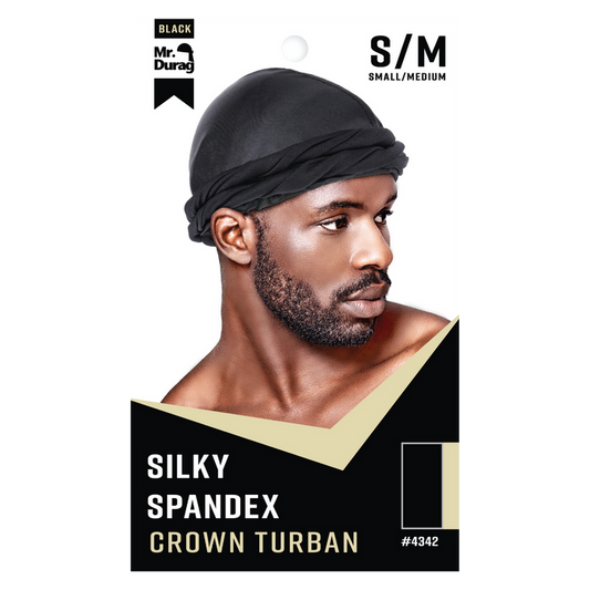 Mr. Durag Silky Spandex Crown Turban Small / Medium, 1 Count, Black