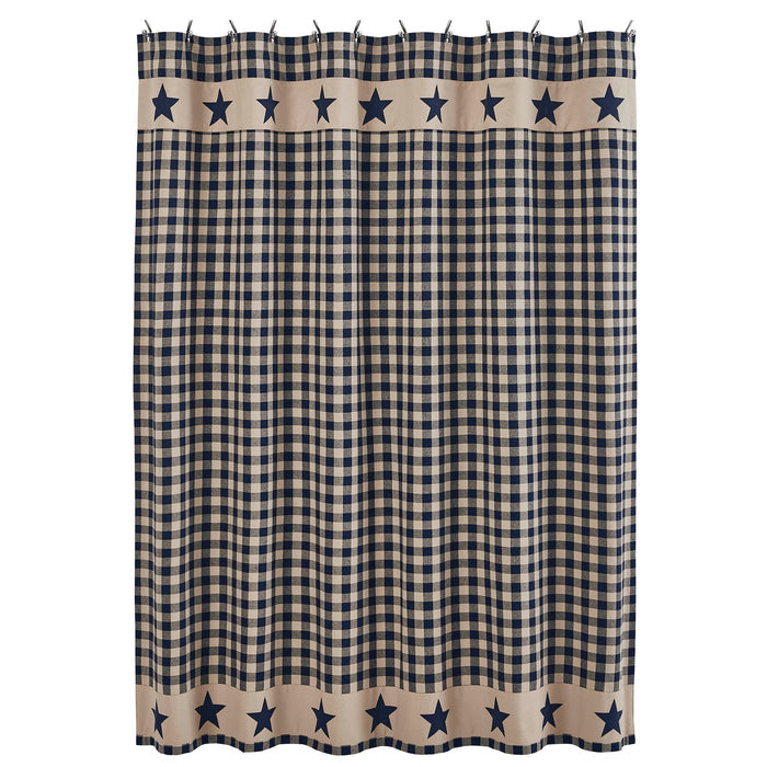 My Country Navy & Khaki Shower Curtain-Lange General Store