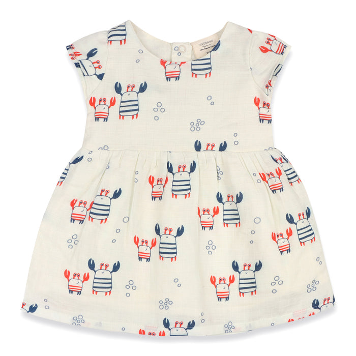 Nautical Crab Cap Sleeve Baby Dress + Bloomer SET (Organic Muslin)
