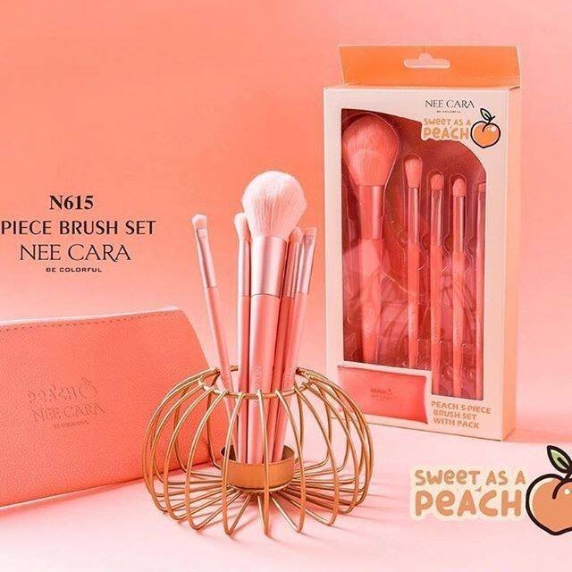 Nee Cara Peach 5-Piece Brush Set مجموعة فرش ني كارا بيتش المكونة من 5 قطع - Princess Cosmetics Qatar