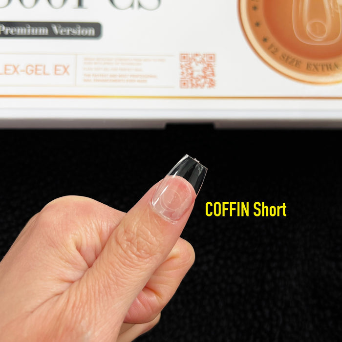 NEW Gel X Tips - COFFIN Shape - Premium Version HANG Flex Gel EX