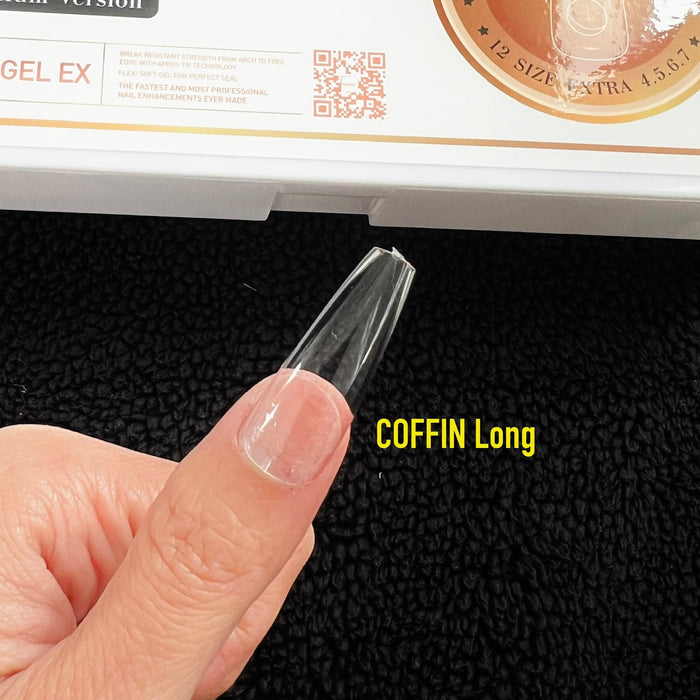 NEW Gel X Tips - COFFIN Shape - Premium Version HANG Flex Gel EX