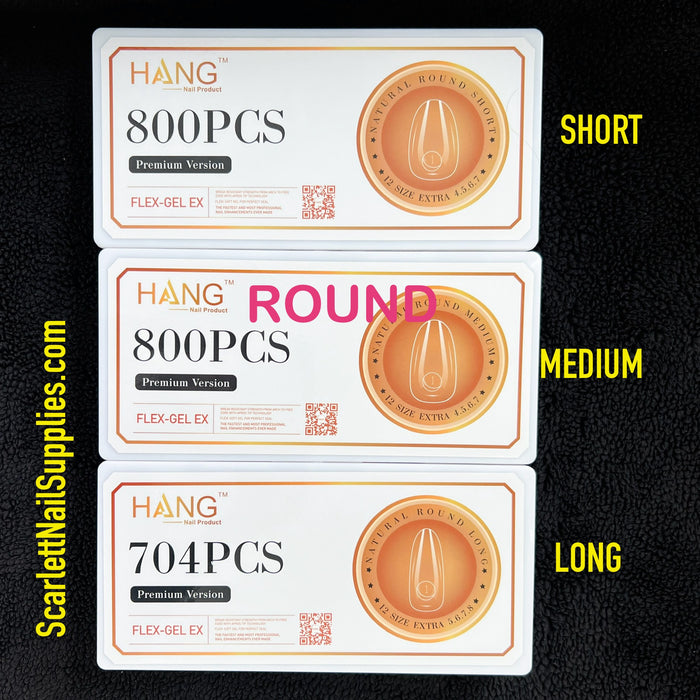 NEW Gel X Tips - ROUND Shape - Premium Version HANG Flex Gel EX