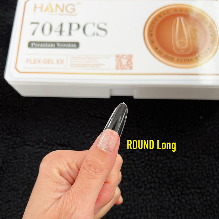 NEW Gel X Tips - ROUND Shape - Premium Version HANG Flex Gel EX