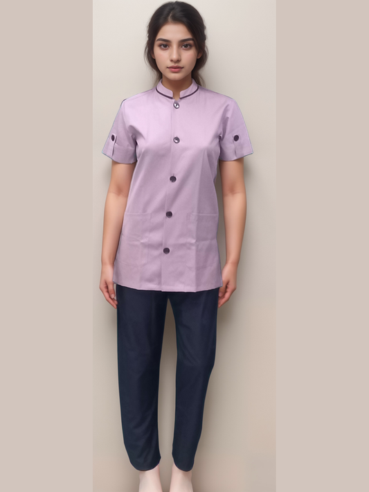 Nurse Dress Lavender & Black - J R GARMENTS