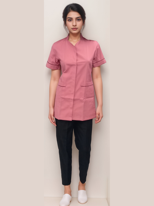 Nurse Dress Pink & Black - J R GARMENTS