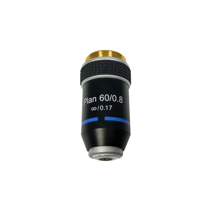 Objective Working Distance 0.3mm 60X Infinity Plan Achromatic Objective, SKU BM04043631, three quarter front view
