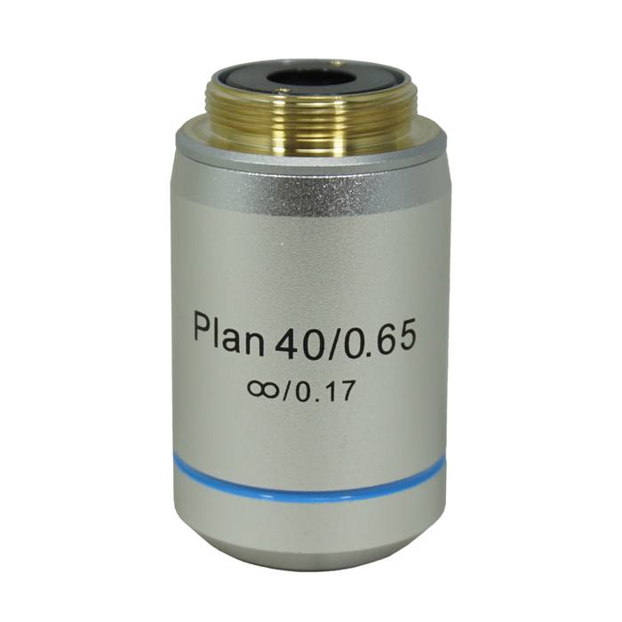 Objective Working Distance 0.6mm 40X Infinity Plan Achromatic Objective, SKU BM04043532, three quarter front view