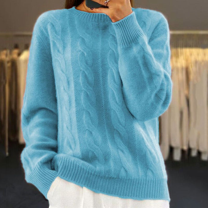 Odessa elegant soft knit winter sweater shown in a neutral shade
