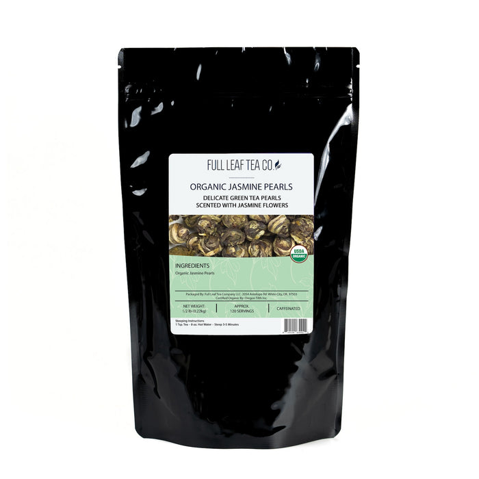 1/2 lb bag of Organic Jasmine Pearls Tea by Full Leaf Tea Company